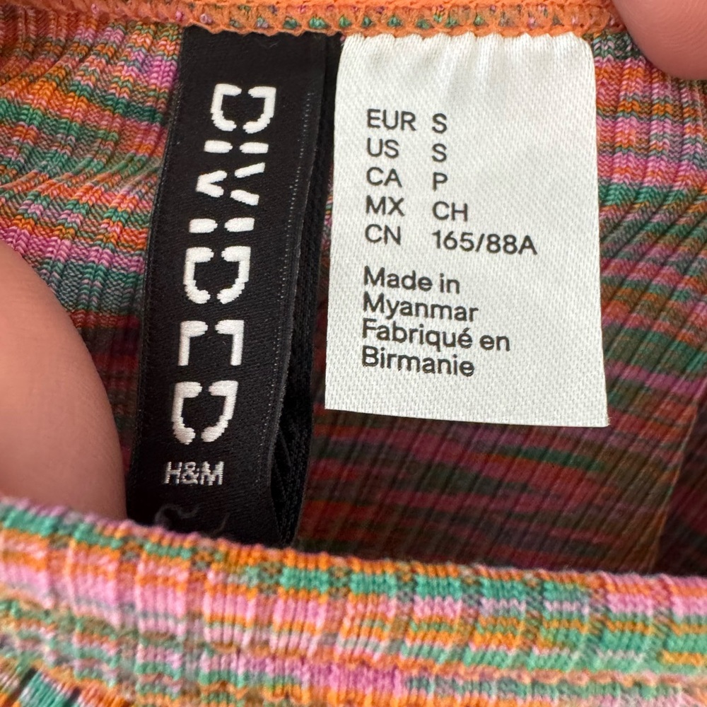 H&M Multicolor Ribbed Racerback Tank — Orange, Pink, Green - Picture 3 of 3